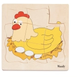 Drevené vrstvené puzzle život sliepočky 3+