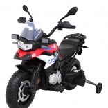 Detská elektrická motorka BMW F850 GS, červená, EVA kolesá, LED svetlá, pomalý štart