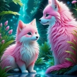 Diamantová mozaika - Ružoví líšky