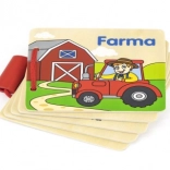 Drevená knižka farma – prvé slová a zvieratká