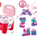 súprava mäkkých stavebnicových kociek s úložným kresielkom – ružová