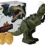 Zelený dinosaurus na batérie s projektorom, zvukmi a kladením vajec