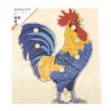 Drevené montessori puzzle kohút s úchytmi VIGA