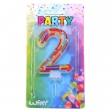 Párty sviečka číslo 2 s čiarkami