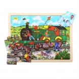 Bigjigs Toys drevené puzzle vlak 24 dielov