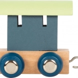 Drevený vagónik Small Foot polárneho vláčiku abecedy - modrý