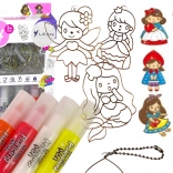 Sada vitrážových záveskov na maľovanie – princezné, 6 ks