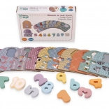 Drevená náučná skladačka čísla so zvieratkami montessori