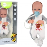 Textilná bábika s cumlíkom a doplnkami 35 cm