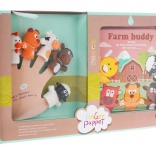 Súprava 5 gumených prstových maňušiek s knižkou Farma, vodeodolné, 3+