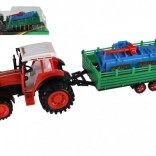 Traktor s vlekom a rotavátorom plast 52 cm na zotrvačník
