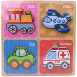 Drevené puzzle Dopravné prostriedky 30 x 30 cm