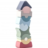 Cubika pastelová balančná veža – drevená skladačka 11 dielov