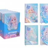 Linajkovaný zápisník 14 × 21 cm – morská panna s copíkom, 80 strán