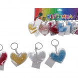 Prívesok na kľúče v tvare srdca s farebnými kamienkami