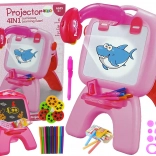 Obojstranná kresliaca tabuľa s projektorom – ružová