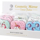 Vreckové zrkadielko v tvare srdca s motívom jednorožca