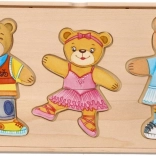 Rodinka Oblekacích Medveďov - Drevená Skladačka