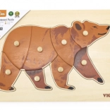 VIGA drevené montessori puzzle medveď s kolíčkami