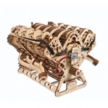 Ugears 3D drevené mechanické puzzle motor V8