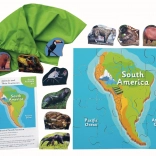 Drevené puzzle Južná Amerika a jej zvieratá - 16 dielikov a 10 zvierat