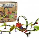 Špirálová závodná dráha s dinosaurami so svetlom a zvukom