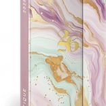 Týždenný diár Ružový mramor s magnetickým uzáverom 2026