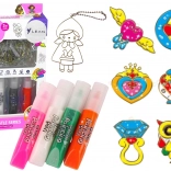 Vitražové závesky na maľovanie – sada 6 ks so zasýchajúcimi farbami