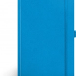 Linajkovaný notes modrý 13 × 21 cm s pevnou väzbou a pútkom na ceruzku