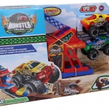 Autá Monster truck Kaskadérska dráha s 2 kovovými autami