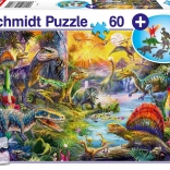 Puzzle dinosaury 60 dielikov s darčekom – figúrky – SCHMIDT