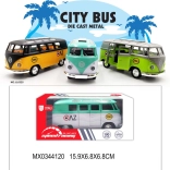 Mini kovový autobus s otváracími dverami a pohonom na spätné natiahnutie
