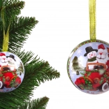 Vianočná kovová ozdoba na stromček – zelená guľa s Mikulášom a snehuliakom