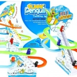 Tučniaky na pohyblivých schodoch so svetlom a melódiami