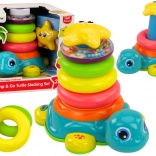 Pyramída Jazdiaca korytnačka 2v1 Skladacie Krúžky Svetlá Zvuky