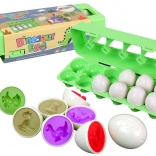 Vzdelávacie dinosaurové vajce – triedič tvarov, 12 ks