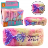 Plyšový peračník s morským chvostom, ružovofialový s flitrami