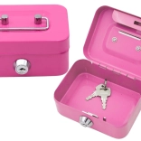 Kovová pokladnička so zámkom – ružová, 2 kľúče