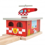 Drevená hasičská stanica s heliportom Bigjigs Rail