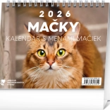 Stolový kalendár Mačky 2026 s menami mačiek