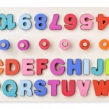 Drevená vzdelávacia doska s písmenami a číslami + matematické symboly