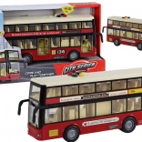 Autobus poschodový mestský červený s osvetlením a zvukom 1:16