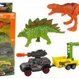 dinosauří sada s autom, raketometom a prívesom