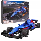 Stavebnica pretekárskeho vozidla F1 na diaľkové ovládanie, modrá, 1065 dielikov