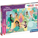 Clementoni trblietavé puzzle Disney princezné v záhrade 104 dielikov