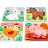 Sada 4 drevených skladačiek Farma