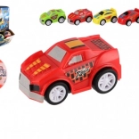 Guľa s prekvapením s plastovým autom 5 cm na spätné natiahnutie