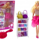 Bábika Lucy s ružovými trblietavými šatami a sadou topánok