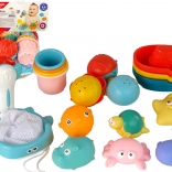 Kúpacej sada morských zvieratiek s podberákom a loďkami, 17 kusov