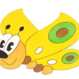 Stredná drevená dekorácia motýľ žltý